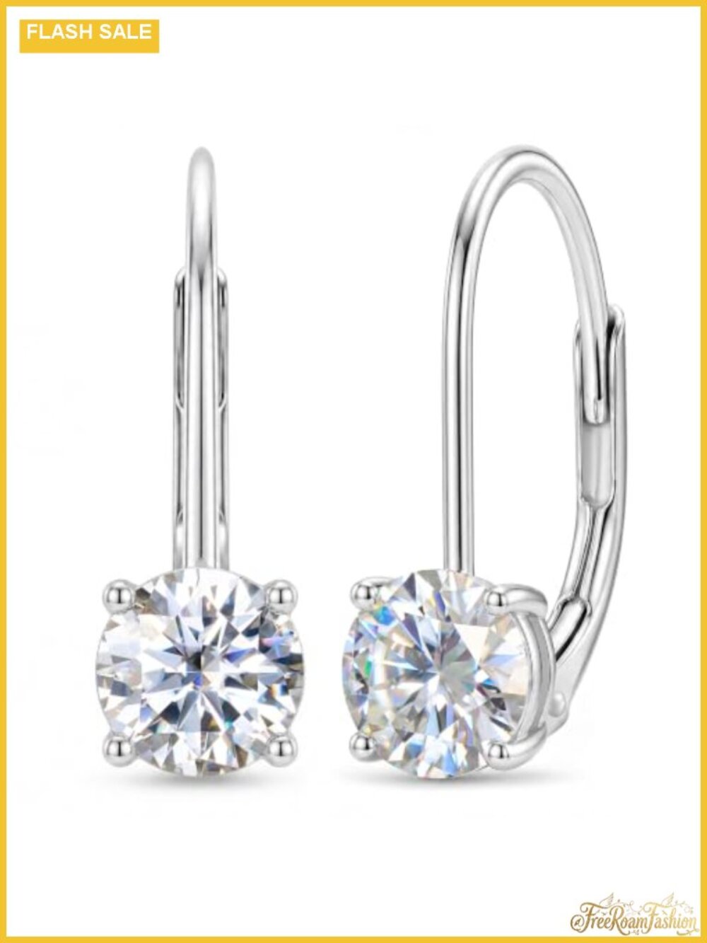 Moissanite Drop Dangle Earrings in 925 Sterling Silver, 18K Gold Plated